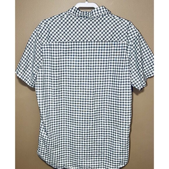 Travis Mathew Mens Size XL White Grey Black Plaid Button Down Short Sleeve Shirt - Picture 6 of 12